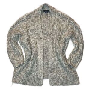 Primark Grey Chunky Knit Open Cardigan Sweater with 3/4 Sleeves (Size: XS)